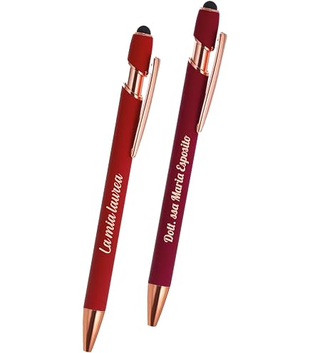 Penna Laurea Rossa Con Nappina E Astuccio In Alcantara Bomboniere Utili - Regalo Per Neo Dottoressa - 4