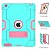 Produktbild iPad 2 Case, iPad 3 Case, iPad 4, uzer (Heavy Duty stoßfest Anti-Rutsch Silikon High Impact Resistant Hybrid Drei Schicht Armor Schutzhülle mit Standfuß für iPad 2/3/4, Aqua+Rose