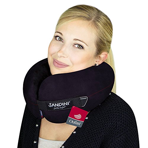 SANDINI TravelFix® – Premium Reisekissen/ Nackenkissen mit ergonomischer Stützfunktion – GROSSE AUSWAHL – Exklusiv mit Outlast® Temperaturausgleich erhältlich – GRATIS Tasche mit Befestigungs-Clip für platzsparenden Transport – Designed in Germany/ Made in EU/ German Design Award Nominée 2017