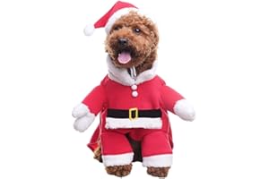 BINGPET Dog Christmas Costumes with Santa Claus Hat Pet Clothes Suit Xmas Outfits Hoodies for Dogs Puppy Cats Cosplay Holiday Medium