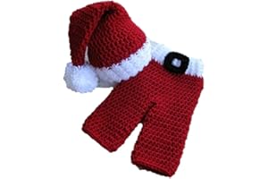 MATISSA Baby Santa (Pants & hat) Newborn Baby Girl/Boy Crochet Knit Costume Photography Prop Outfits Red