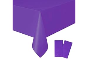 POPOYU 2 tovaglie usa e getta viola da 137 x 274 cm, per feste di Halloween, tovaglie rettangolari in plastica usa e getta, per picnic, Halloween, feste di compleanno