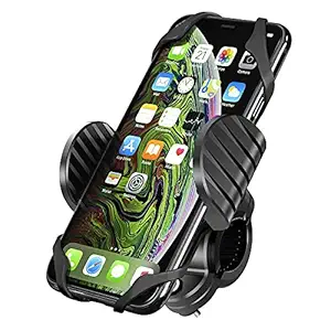 Amkette iGrip Phone Mount for Bike & Bicycle with Silicone Phone Strap, Weatherproof, Easy 360 Rotation and Anti Theft Bar Clamp Design for Smartphones up to 6.5 inches