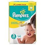 Pampers Premium Protection Jumbo Pack, Size 3 - 66 Nappies