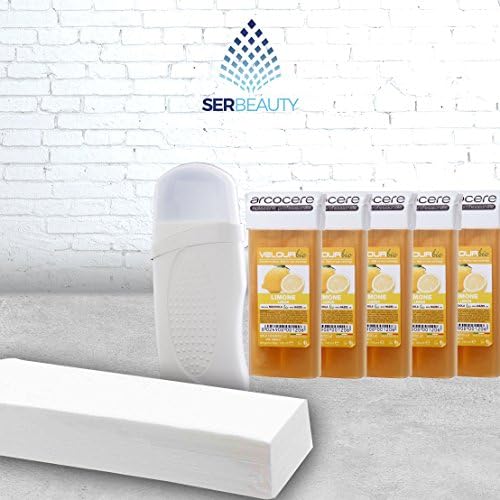 Kit Wax Roll On Full/Hair Removal Wax Warm Limon 100 ml Cartridges/Includes: 1 Electric Warm Wax Roll On + 5 Cartridges wax 100 ML + 100 Bands depilatorias./high quality/Roll-On Wax for Hair Removal