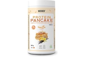 Weider Protein Pancake Mix. Tortitas De Harina De Avena Integral, Enriquecidas Con Proteinas. Sabor Vainilla, color Blanco, 600 ml