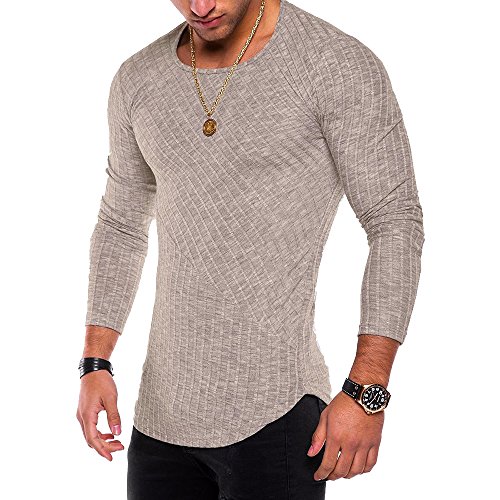 Men's Solid Color Casual Stitching Slim Long-Sleeved T-Shirt