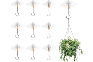 YZROHYI 10 PCS Ganchos de Techo Adhesivos,Ganchos de Techo Autoadhesivo para Colgar,Gancho Techos Sin Taladrar Plantas,Adhesive Hooks Ceiling,Colgadores de Techos para Plantas,Gancho Lampara Colgante