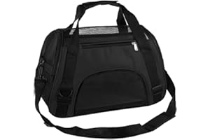PYKESALY Cat Carrier Dog Carrier Pet Carrier, Airline Approved Soft-Sided Foldable, Medium (18x9x13 inches / 45x23x33 cm), Black, Ideal for Small Medium Cats Dogs Rabbit, Travel, Camping