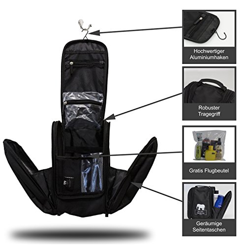 Zuverlässiger Kulturbeutel zum Aufhängen – Kulturtasche für Damen Herren – Extragroße Kosmetiktasche Waschtasche – XXL 32 cm - 3