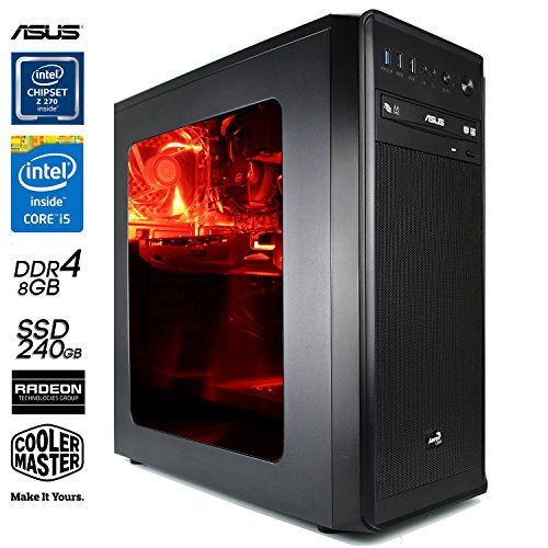 SNOGARD Gamer PC | High Power Gaming Komplett System | Custom PC-Gaming Desktop Computer | Intel Core i5-7500,4GB AMD Radeon RX460 Overclocked, 8GB DDR4 RAM, 240GB SSD + CD/DVD-Rewriter • Spiele-PC