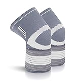 Knee Support Graduated Compression Sleeves Pair | Adjustable Brace Strap, Arthritic Joint Tendon Pain Relief, Sports Gym Running Injury, Aid Recovery & Protects, Right or Left Knees For Men Women L/XL