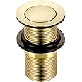 Xcel Home Unslotted Brushed Gold Click Clack Basin Waste | Quality Brass Pop-Up Bathroom Sink Plug | Standard G 1 1/4" BSP Connection | 1 pc