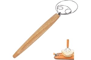 ONPERPOE Dänischer Schneebesen Professioneller Teig Schneebesen Edelstahl Dänischer Teigbesen als Brot Backen Zubehör Teigrührer Mit Holzgriff Danish Whisk Teigkneter Teigmischer für Brot Teig Kuchen Gebäck