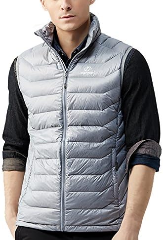 TECTOP Body Warmers For Men Outdoor Packable Lightweight Puffer Down Vest Size L - Light Grey