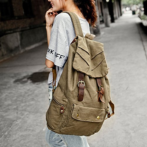 KIPTOP Nylon Vintage Rucksacke Laptoprucksack Damen Herren Schulrucksack Retro Backpack für Campus Studenten und Outdoor Reisen Wandern mit Großer Kapazität - 4