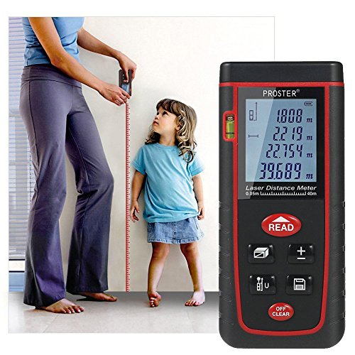Proster Laser-Entfernungsmesser Entfernungsmessgerät Entfernungsmesser Distanzmesser Distanzmessgerät mit LCD Display und Wasserwaage Messbereich bis zu 60m - 6