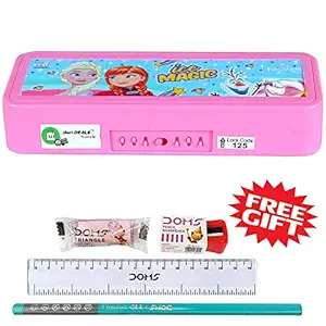 AneriDEALS Barbie Art Pink Color Plastic Pencil Box with Puzzle Game for boy & Girls for School