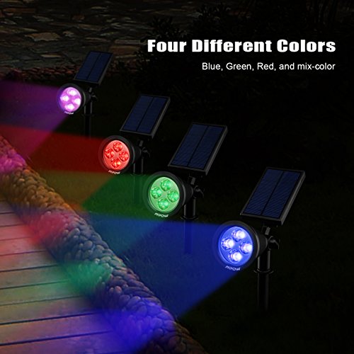 [LED 4 Farbe ]Mpow Spot Leuchte Solarleuchten mit 4 Farben LED IP65 Wasserdicht Gartenleuchten mit 200 Lummen Gartenleuchte mit Erdspieß Solar Spotlight für Garten Deko Garten / Outdoor Landscape - 7