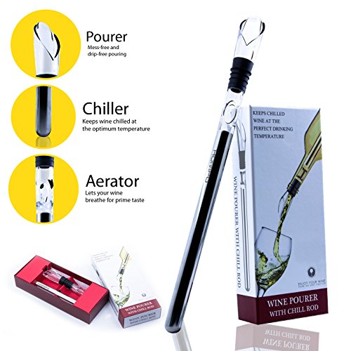 HOMPO Edelstahl Weinkühler Stick Stange Weinflaschenkühler Flaschenkühler mit Dekantier-Ausgießer und Edelstahl-Kühlstab - 8