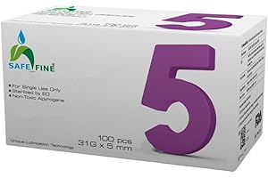 Safefine Diabetic Insulin Pen Tips 5mm 31G (0.25 mm) Painless Thin Wall Technology (100 pcs/Box)