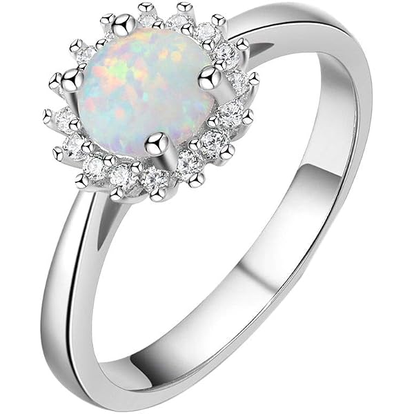 Tanduaji Silberring 925 Mit Blauem Opal | Minimalistischer Damenring In Rundform, Größe 52-57