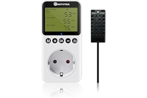 KETOTEK Igrostato a Presa con Sonda 220V, Regolatore di Umidità Spina Digitale con Funzione Coutdown per Grow Box Incubatrice Uumidificatore Deumidificatore