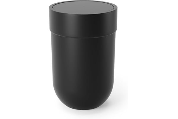 Umbra Touch Poubelle de salle de bain. couvercle rotatif. Coloris noir. 5.9L. Dimension 19x26cm