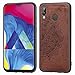 Produktbild Jorisa Hülle für Samsung Galaxy M20,Geprägt Mandala Blume Retro Stoff Slim Dünn Handyhülle Hybrid Hart PC Weich Silikon mit Magnetische Autohalterung Funktion Schutzhülle,Braun