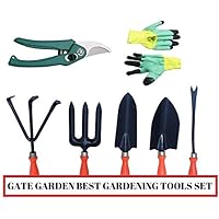 Kraft Seeds Gate Garden Spectacular Gardening Tools Set with Heavy Gardening Cut Tool and One Pair Hand Gloves (Orange Handle and Black Metal)