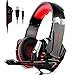 Produktbild vapeonly kotion je G9000 Gaming Headset Kopfhörer Klinke 3,5 mm Stereo mit Mikrofon LED-Licht für Xbox One S/Xbox One/PS4/Tablet/Laptop/Handy Schwarz schwarz/rot