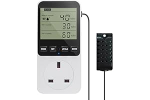 KETOTEK Digital Humidity Controller Plug Humidistat/Thermostat Outlet 230V with Alarm for Humidifier Dehumidifier Reptile Terrariums