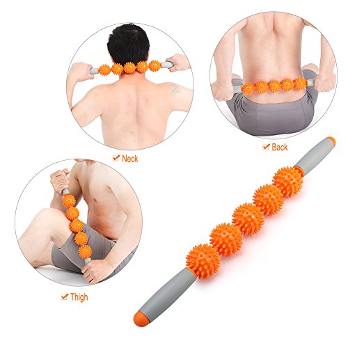 Preisvergleich Produktbild Muskel Massageroller Stick für Nackenmassage Mini Nackenmassagegerät Sport Trainings Massagegerät Fitness Geräte für Nacken Schulter Rücken Arm Bauch Fuss Trigger Point Schmerz Abnehmen(Orange)