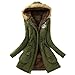 Produktbild Damen Bekleidung Vovotrade  Womens Warm Long Coat Handgefertigte Pelzkragen Kapuzenjacke Dünne Winter Parka Outwear Lint Coats (Size:M, Armeegrün)