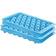 Joyo Round Ball Ice Tray with Lid | Ice Ball Maker for Fresh Juice, Mocktails, Whiskey, Cocktails, Tea & Coffee | Easy Release I Stackable in Freezer | Pack of 2 - Blue