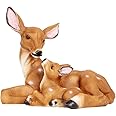 Wonderland Deer Sitting Statue (Mother and Baby) | Material Resin | Real Looking Statue for Home, Garden, Balcony Decoration (Dark Brown) | Length 15 Inches