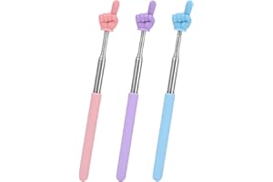 TWEOZEK 3 Pcs Telescopic Teacher Pointer, Extendable Pointer Stick Mini Retractable Metal Hand Finger Pointers for Classroom Teaching Aids Elementary School Kindergarten Teacher (Blue Pink Purple)