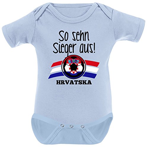 Mikalino Babybody So sehn Sieger aus Hrvatska Kroatien kurzarm, Farbe:sky;Grösse:3-6 Monate-