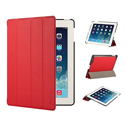 EasyAcc GOLD iPad 4 Hülle Schutzhülle Etui Tasche für Apple iPad 2/3/4 Smart Case Cover mit eingebautem Magnet für Einschlaf/Aufwach – Red - 9