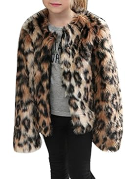 Baby-Mantel, Kinder-Baby-Mädchen-Herbst-Winter-Leopard-lange Hülsen-Mantel-Faux-Pelz-Mantel-Jacke-starke warme...