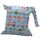 Baby Kleinkind Wasserdichtem Reißverschluss wiederverwendbare Stoff Windel Tasche w / bunte Eulen Muster Hellblau - 3