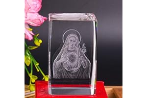 BESOT qianyue Cristal Verre Cube Modèle Cadeau 3D Laser Gravure Ange Aigle Statue Feng Shui Souvenir Artisanat (Vierge Marie)