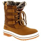 botas impermeables para nieve mujer Tobillo Alto Diseño Mujer Nieve Bota Nylon Corto Nieve Lluvia Caliente Impermeable Botas - Bronceado - 40