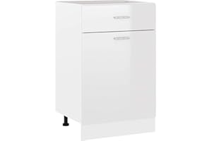 Tidyard Armadio Inferiore,per Cucina,Armadio da Cucina,Mobile da Cucina Salvaspazio,Mobili Cucina Componibili,Mobile Base per Cucina,Armadietti da Cucina Bianco Lucido 50x46x81,5 cm in Truciolato