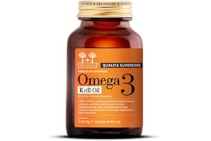 OMEGA 3 KRILL OIL Salugea - 100% naturale da puro olio di Krill Antartico con Colina e Astaxantina - EPA e DHA altamente assimilabili - 60 Perle - Flacone in vetro scuro farmaceutico