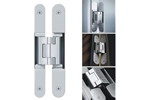 CICONY 3D Hidden Door Hinge Invisible Hinge, Zinc Alloy 80 Degree Swing Hinge Concealed Adjustable Butt Hinge, for Commercial Residential Industrial Door
