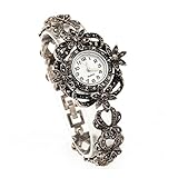 Lecker Maedsche Klassische Antikstil Trachtenschmuck Armbanduhr - Dirndl Armband mit Uhr - Kristall (Florales Design)