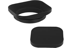 Haoge LH-E2T 49mm Metall Rechteckig Einschrauben Sonnenblende Gegenlichtblende mit Kappe für 49mm Canon Nikon Leica Leitz Zeiss Voigtländer Fujifilm Kamera Objektiv mit 49mm Filtergewinde Schwarz