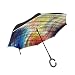 Produktbild XiangHeFu Double Layer seitenverkehrt Rückseite Regenschirme Vintage Musik Note Musical Faltbar Winddicht UV-Schutz Big Gerade für Auto mit C-Förmigem Henkel