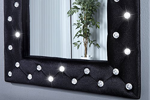 Großer Wandspiegel BOUTIQUE 80×60 schwarz edler Samtstoff mit Strassknöpfen - 7